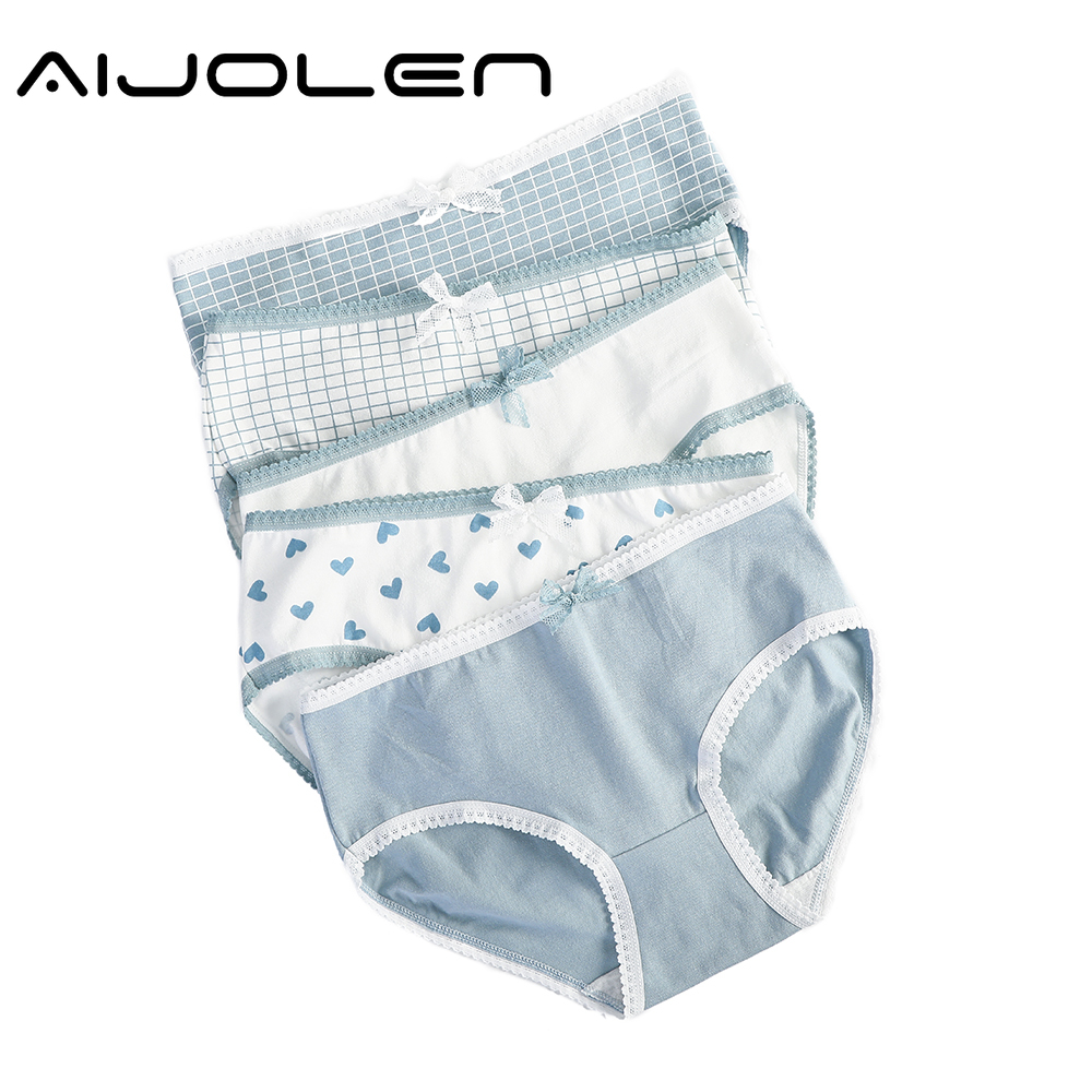 Quần lót cotton AIJOLEN họa tiết in đính nơ xinh xắn dành cho nữ