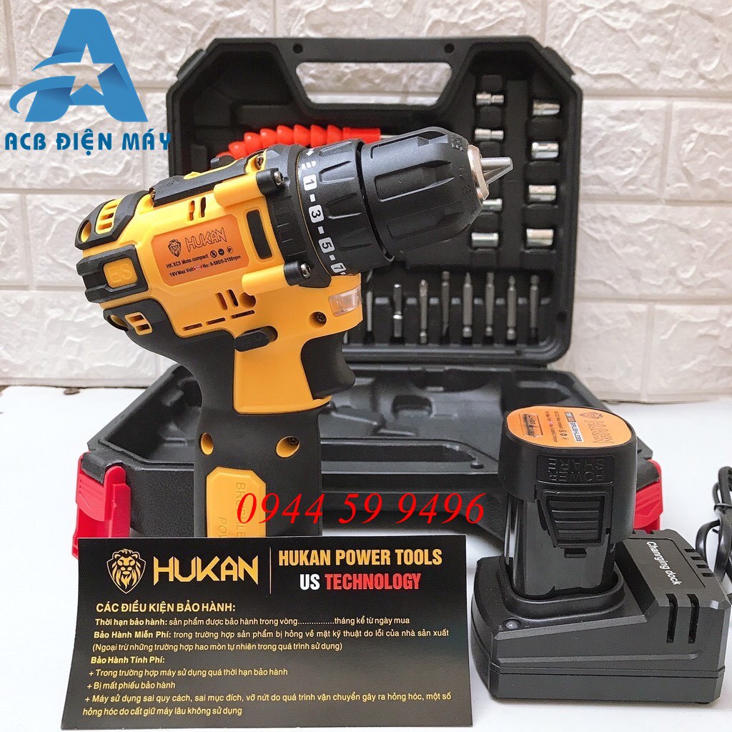 Máy Khoan Pin 18V Hukan XC5 KHÔNG CHỔI THAN Tặng Kèm 36 Chi Tiết