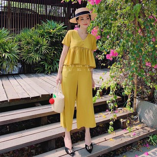 Set áo quần dài nút bọc bigsize 60-90kg (sẵn) SS10