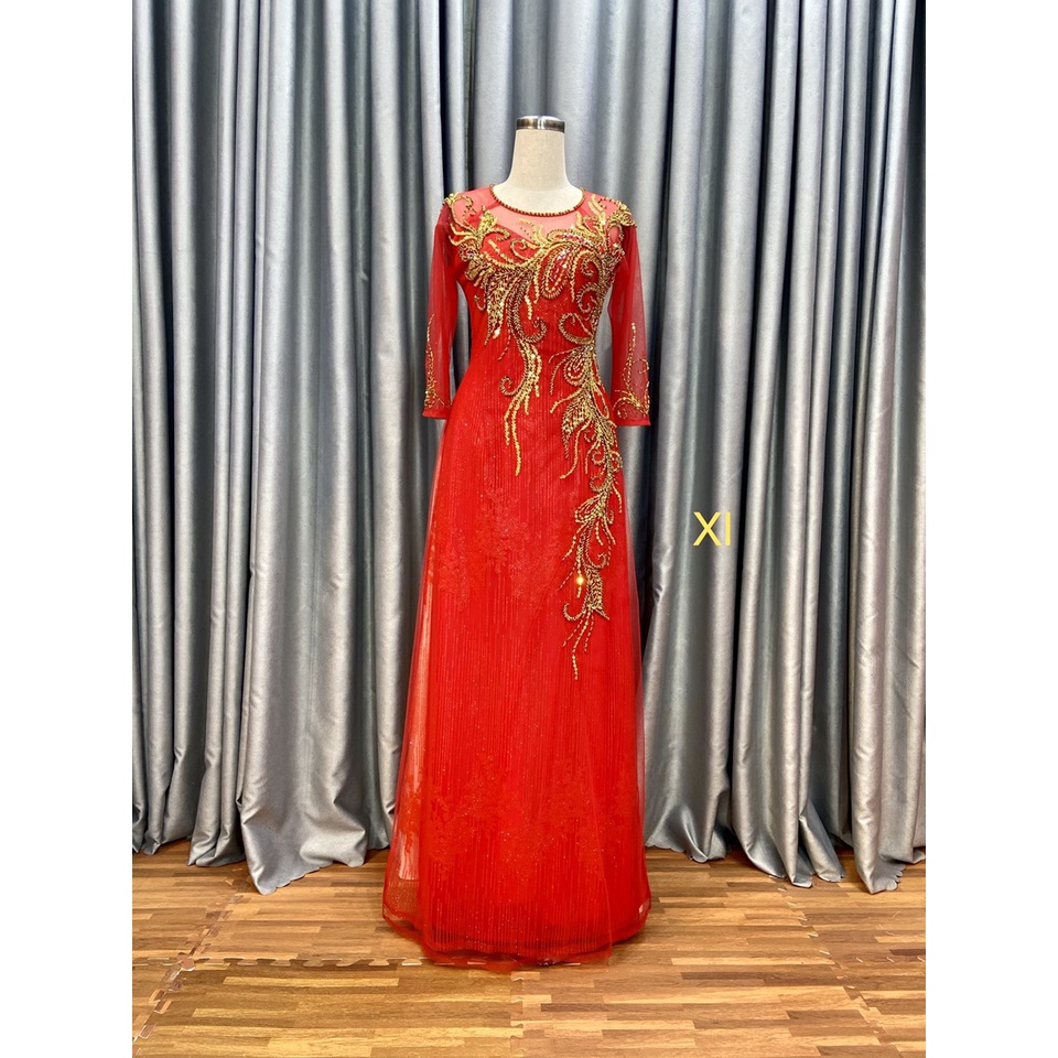 Áo Dài Mẹ, Áo Dài Sui GiaThiết Kế Vải Kim Sa Vẽ Kết Pha Lê Cao Cấp,Tạo Sự Sang Trọng Quý Phái Cho Các Mẹ Trong Ngày Cưới