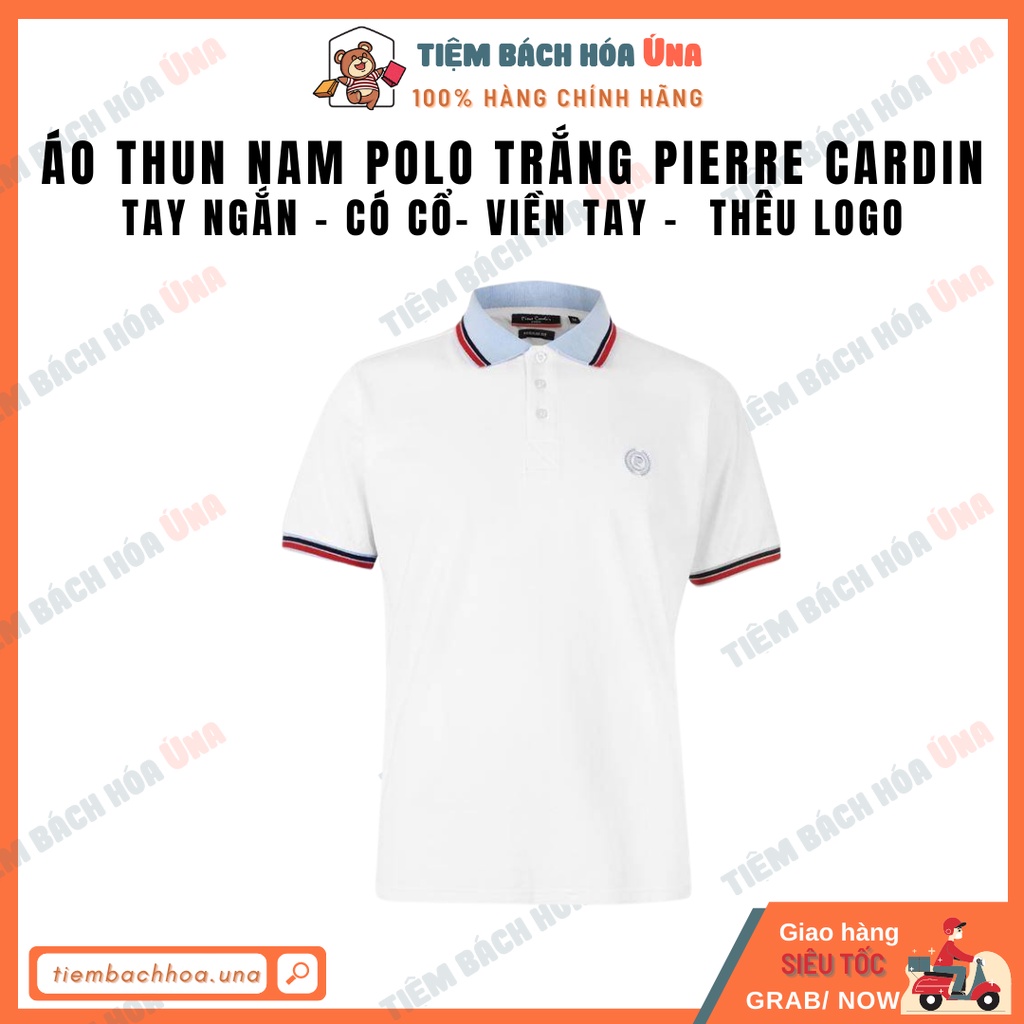 Áo thun nam polo trơn cotton cá sấu Pierre Cardin tay ngắn viền đỏ cao cấp