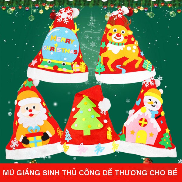 Mũ giáng sinh thủ công dễ thương cho bé