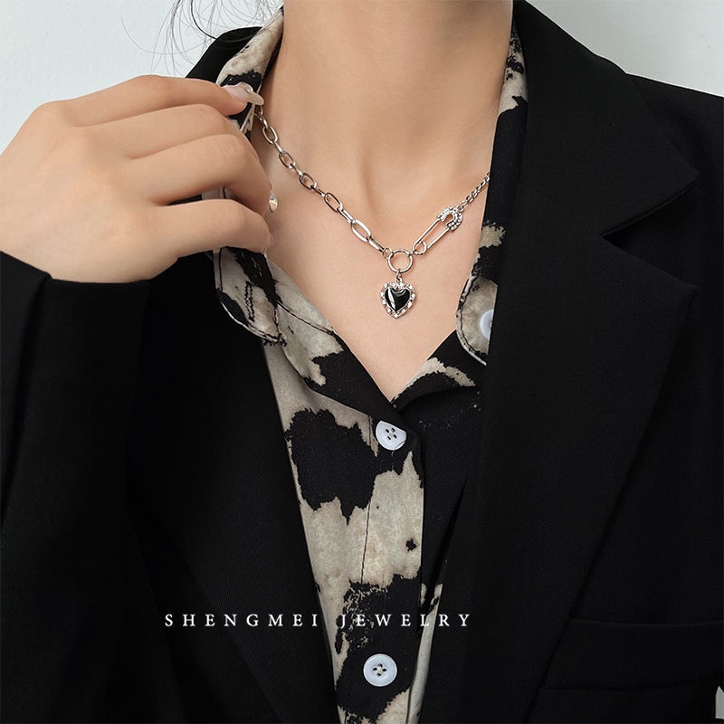 Dây Chuyền Thép Titan Cao Cấp Màu Đen Phong Cách Hip Hop Thời Trang Mùa Hè Cho Nữ