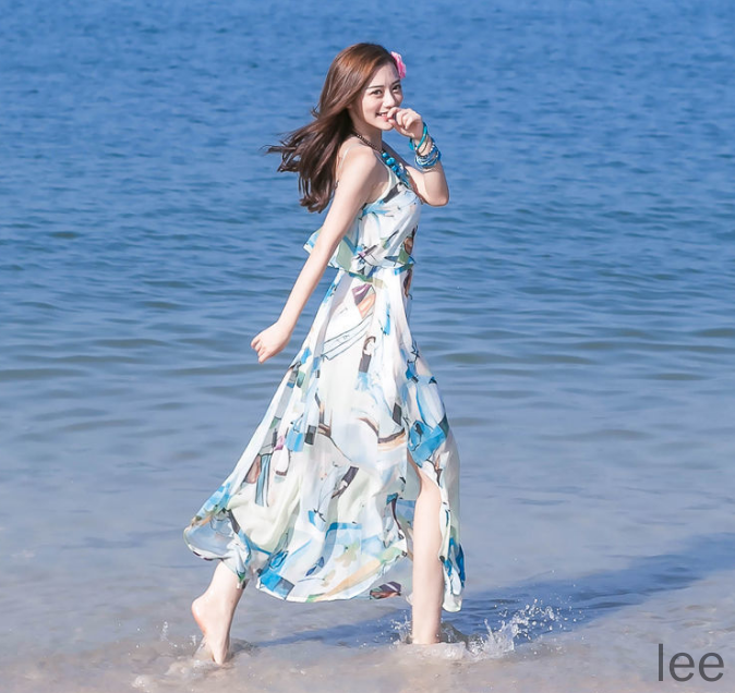 One-piece long skirt summer long suspender small skirt seaside vacation beach skirt Sanya photo clothes fairy | BigBuy360 - bigbuy360.vn