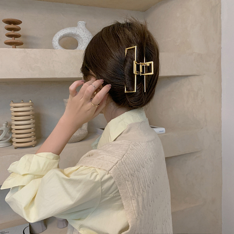 Kẹp Tóc Kim Loại Hình Vuông Thanh Lịch Dành Cho Nữ