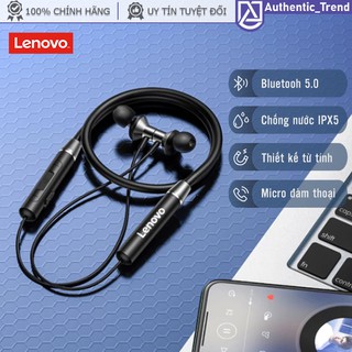 Tai nghe không dây Lenovo HE05 Bluetooth 5.0 chống ồn chống mồ hôi thiết kế từ tính tiện dụng chơi thể thao có Micro