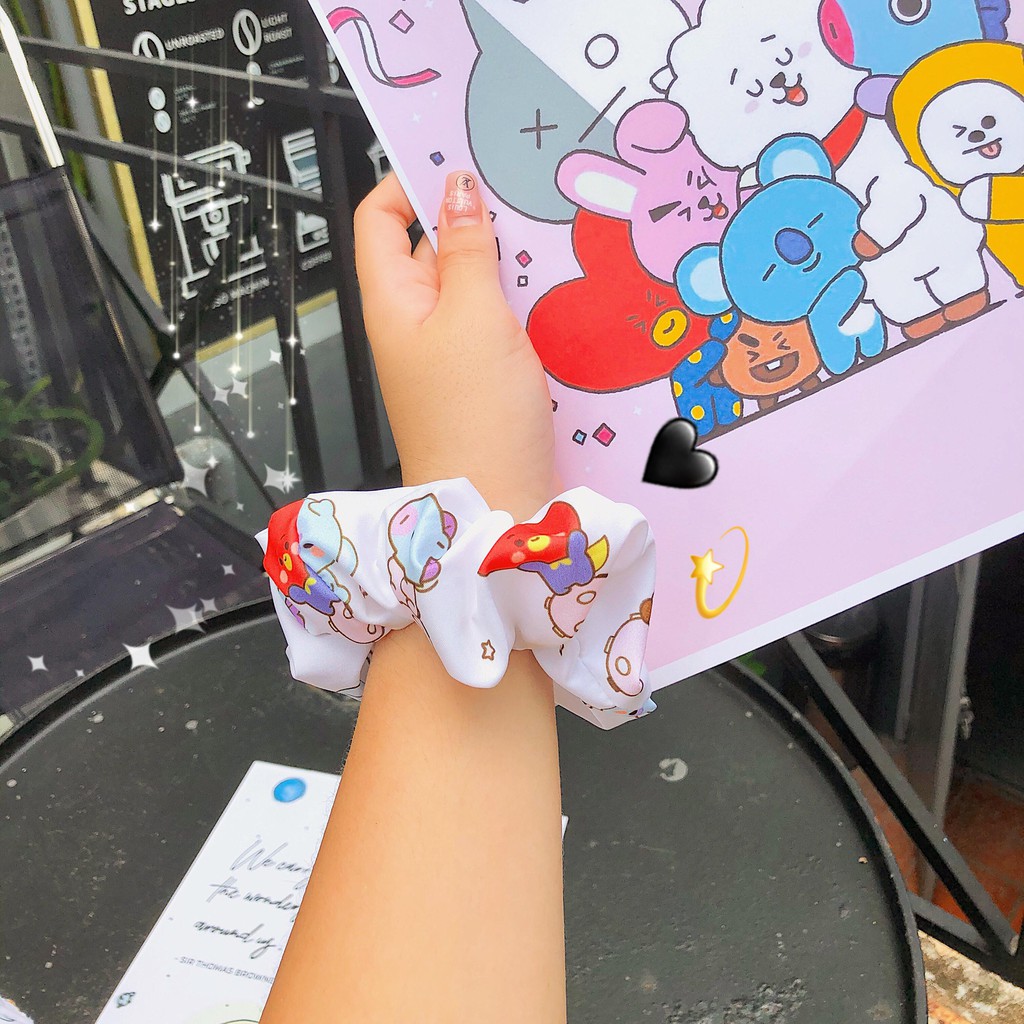 [Mã FAXANH245 giảm 10K đơn 50K] Cột Tóc Vải Scrunchies - Dây Buộc Tóc Scrunchies ( BTS - BT21 )