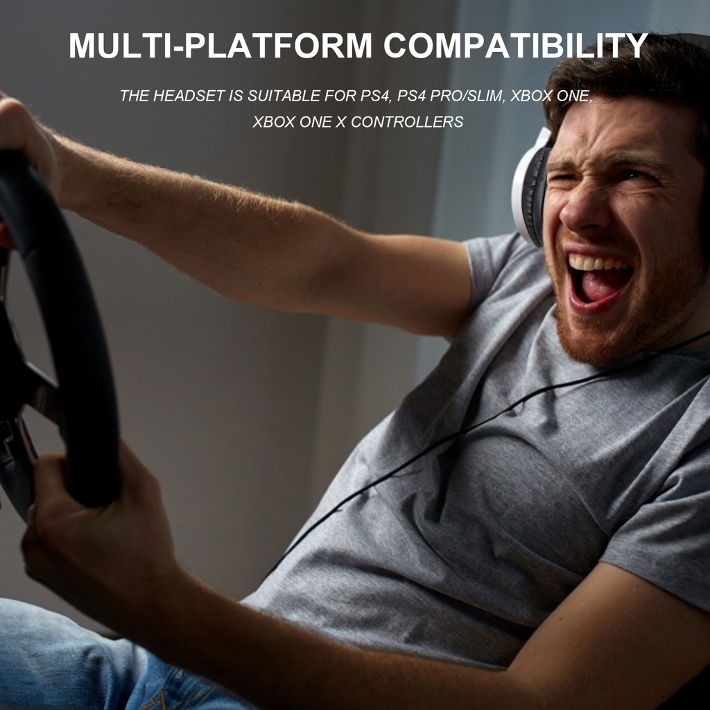 RB- Headset Wired Stereo Surround Plastic Head-mounted Gaming Headphone for PS5 PS4 Pro/Slim