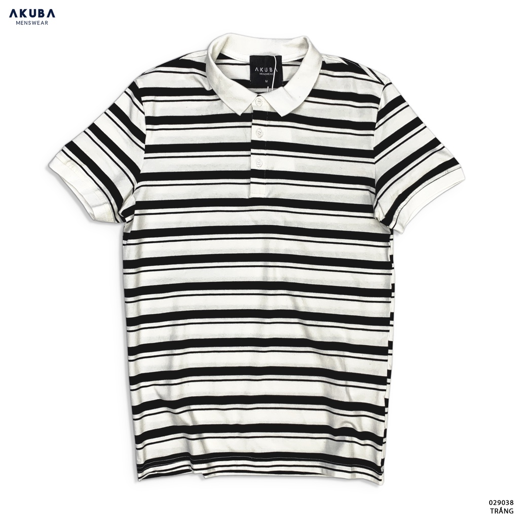 Áo Polo nam cổ bẻ họa tiết sọc AKUBA vải Cotton chuẩn form, sang trọng - thanh lịch | 029038