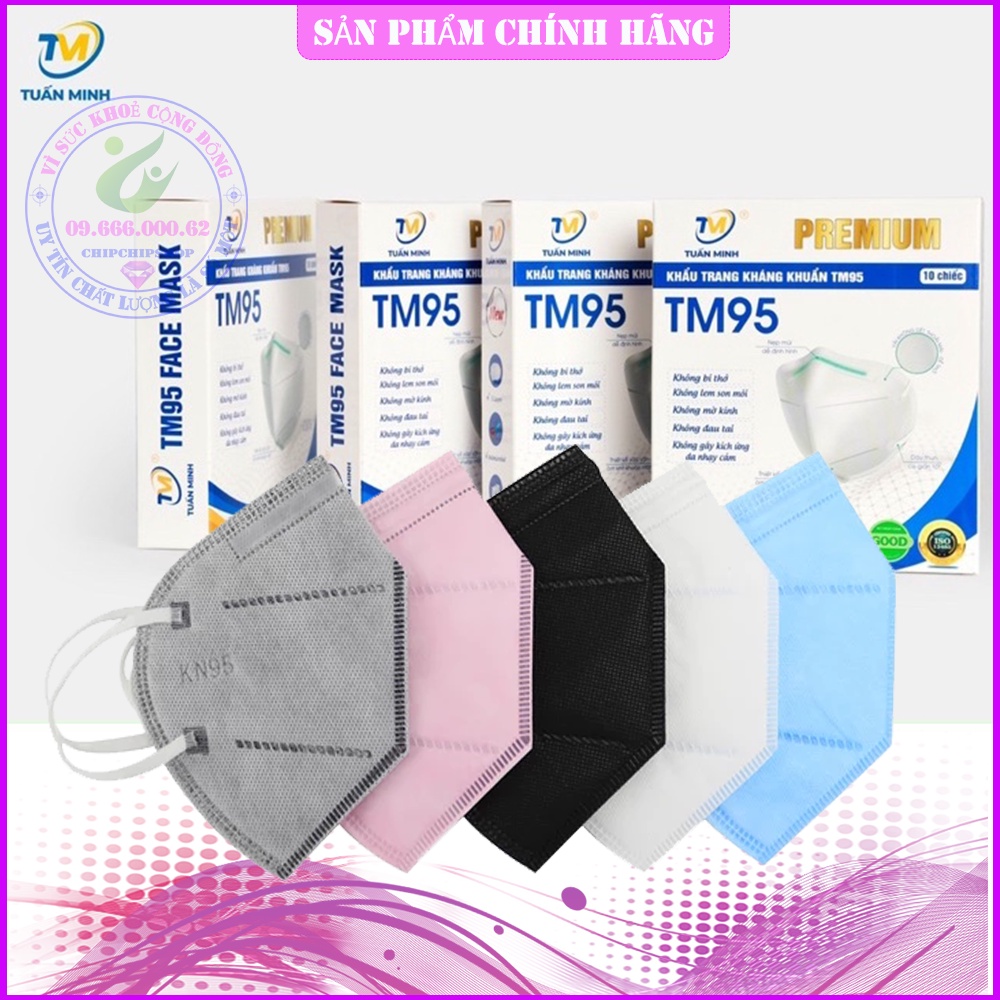 01 Chiếc Khẩu Trang N95 Mask HM không van 5 lớp kháng khuẩn chống bụi mịn cao cấp. 3D 4D 5D 6D 3M KF94 TM Tuấn Minh.