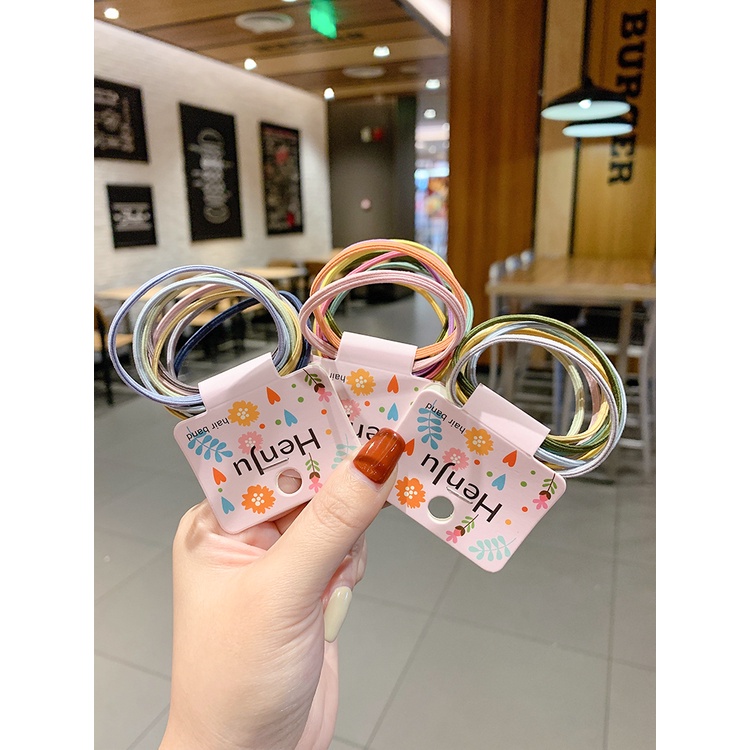 Set 6 Dây Thun Cột Tóc Phong Cách Đơn Giản Dễ Thương Dành Cho Nữ