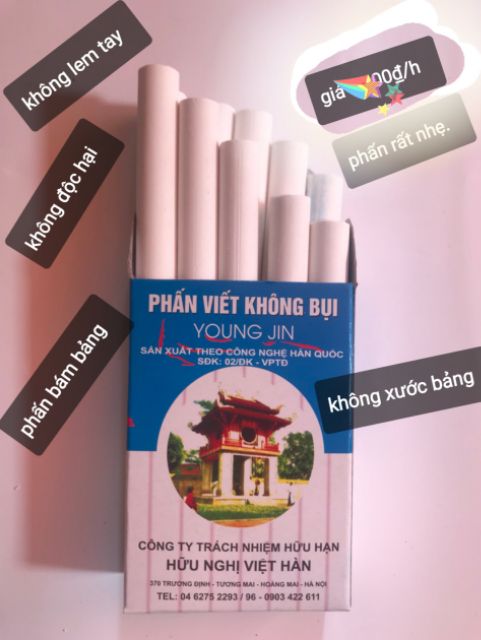 Phấn Trắng không bụi (Thạch Cao) Việt Hàn. (10 hộp)