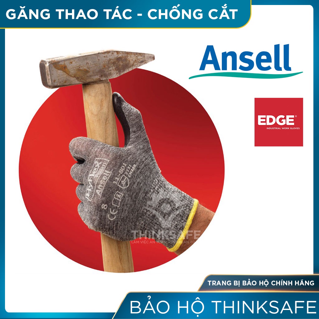 Găng tay đa dụng Hyflex Thinksafe, bao tay phủ Nitrile dầy, ôm khít tay, chống bám dầu mỡ, găng tay lao động tốt 11-801