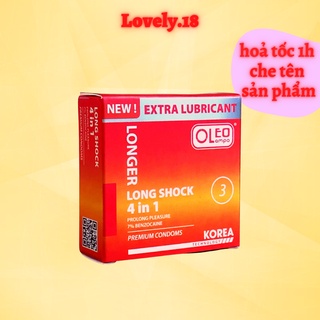 Bao cao su siêu mỏng, gân gai oleo lampo long sock 4in1 3 cái. bao cao su siêu mỏng, gân gai, kéo dài thời gian quan hệ.