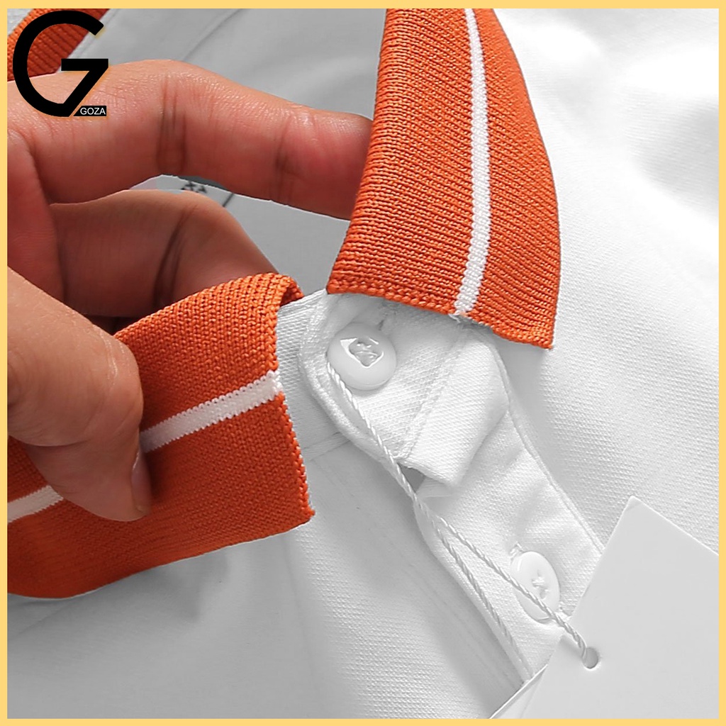 Áo polo nam cổ bẻ cotton phối màu cam trẻ trung | BigBuy360 - bigbuy360.vn