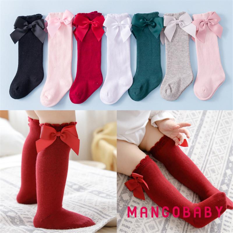 Vớ Cotton Dài Màu Trơn Thoáng Khí Dễ Thương Cho Bé Gái 0-7 Tuổi