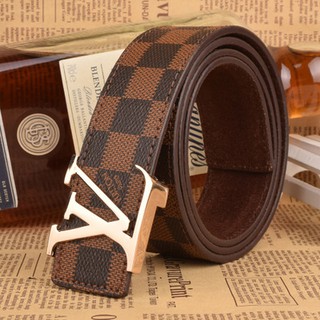 Thắt lưng da, Dây nịt LV caro vàng - khóa vàng ( Hàng hiệu cực Hót )