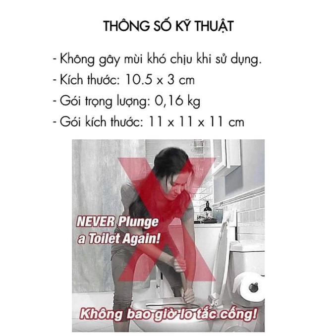 Bột Thông Ống Nước Siêu Mạnh Phân Hủy Chất Hữu Cơ (Set 3 lọ)