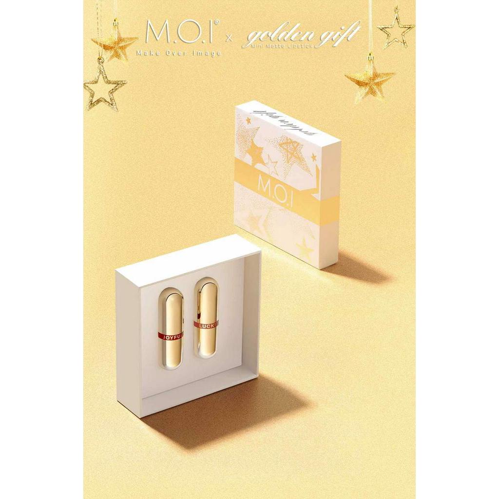 Set 2 thỏi son mini Golden Gift (Joyful-Lucky/ Đỏ Cherry-Cam Nâu đất) M.OI HỒ NGỌC HÀ Chính hãng