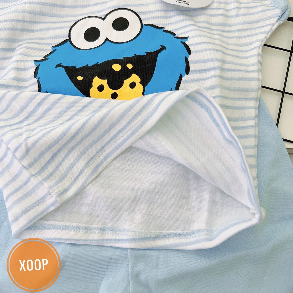 Sale !!! Bộ cộc tay cotton xuất dư kẻ in họa tiết  mặt hề cho bé  Shop Phúc Yến