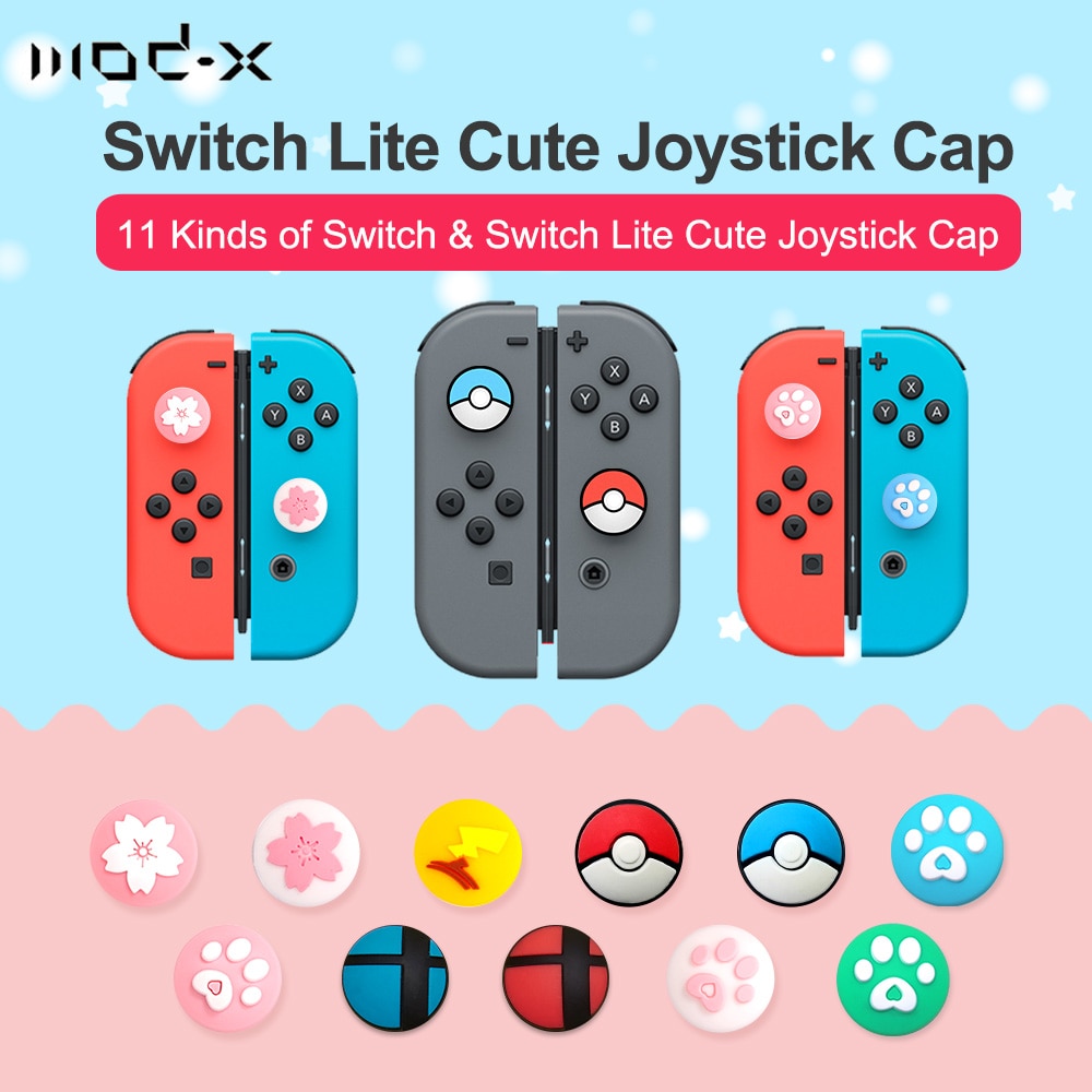 Bộ 4 Nắp Đậy Nút Điều Khiển Tay Cầm Chơi Game Nintendo Switch Lite Hình Mèo Sakura Dễ Thương