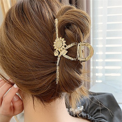 Kẹp tóc càng cua bằng kim loại hình hoa hướng dương dễ thương dành cho nữ