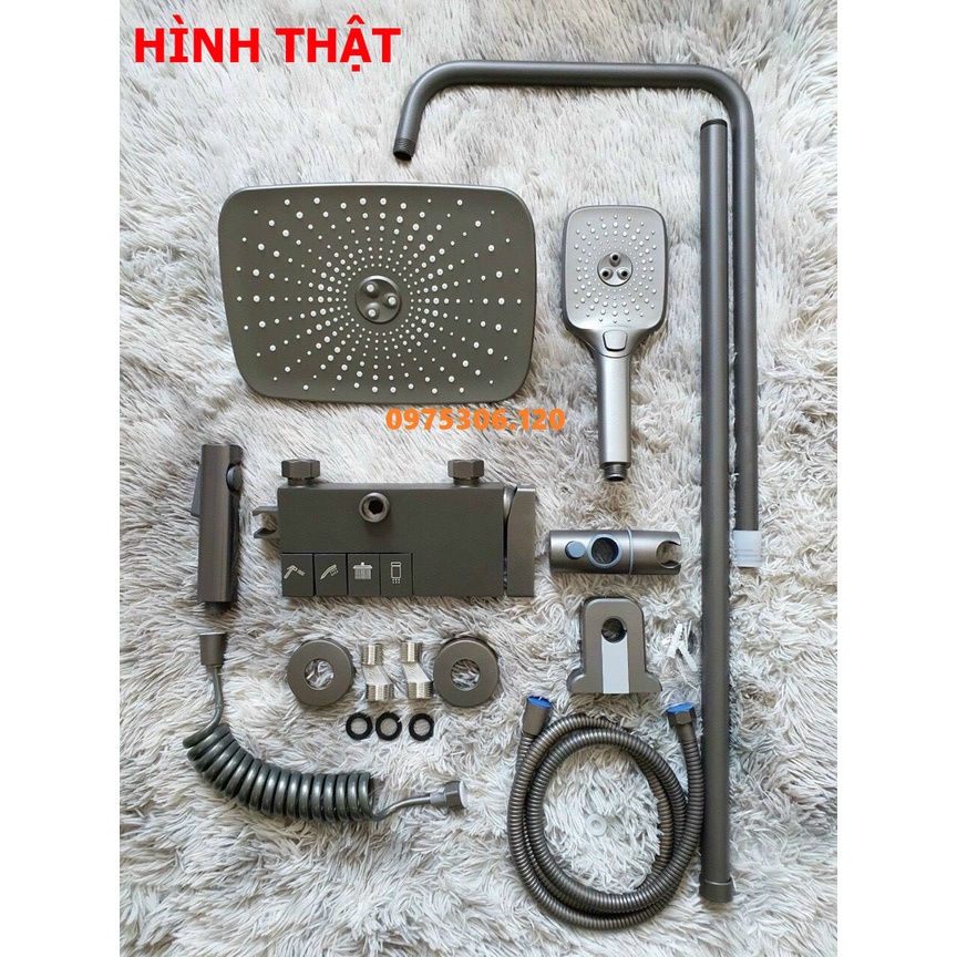 Sen cây phím đàn cao cấp, chất liệu đồng thau mạ nano xám chống bám bẩn N1320 Fotar, có thêm đầu vòi xịt