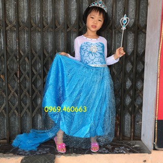 Đầm Elsa Dài Chạm đất + Tà Dài Cho bé