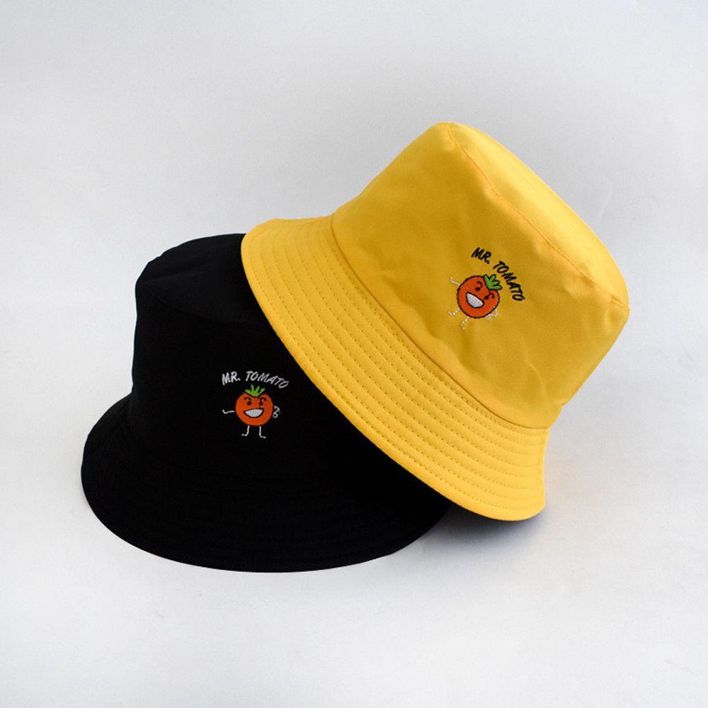 Mũ Bucket Hai Mặt Thêu Họa Tiết Đơn Giản Thời Trang Mùa Hè Cho Nam Và Nữ