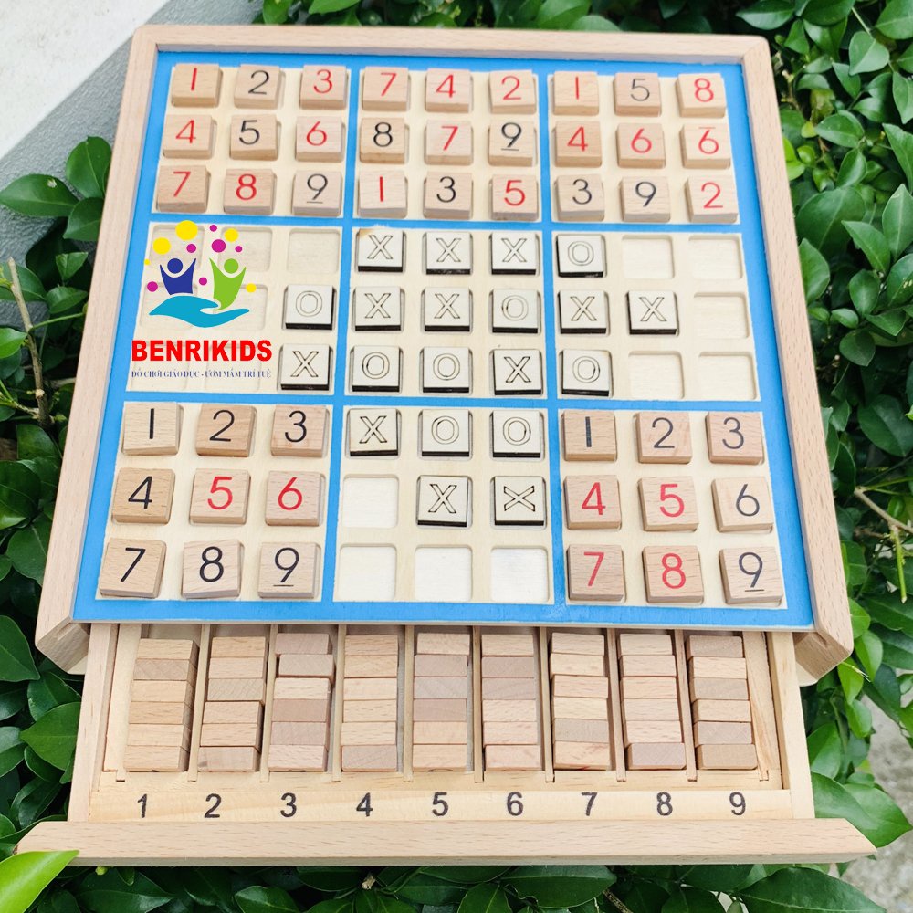 Đồ Chơi Gỗ Bàn Cờ Caro Kết Hợp Trò Chơi Giải Số Sudoku 9x9 Kèm 100 Bài Đố Và Lời Giải Giúp Bé Phát Triển Tư Duy