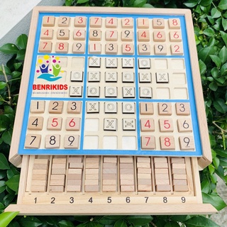 Đồ Chơi Gỗ Bàn Cờ Caro Kết Hợp Trò Chơi Giải Số Sudoku 9x9 Kèm 100 Bài Đố Và Lời Giải Giúp Bé Phát Triển Tư Duy