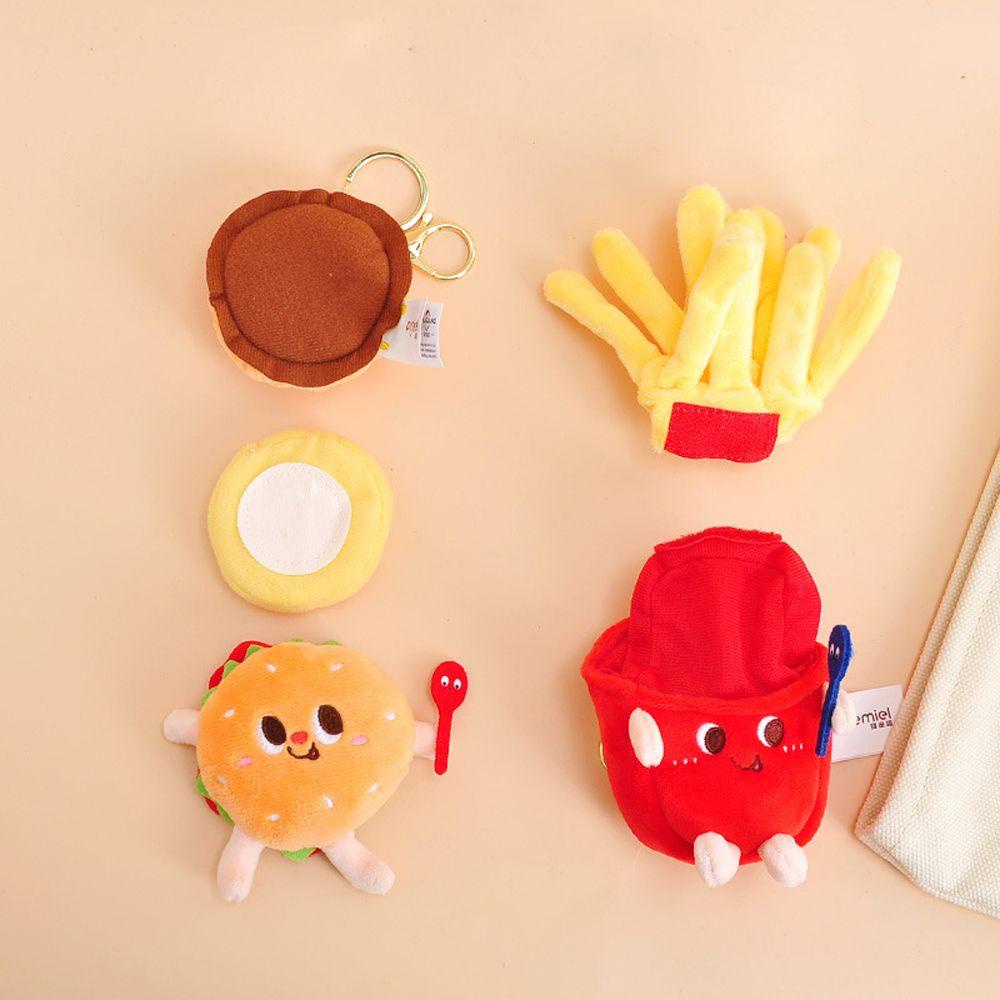 Móc Khóa Hình Bánh Hamburger Nhồi Bông Dễ Thương