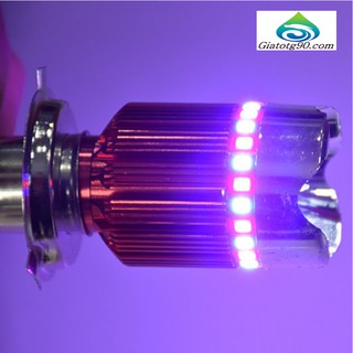 Đèn Fa led 3 chân H4 7 màu gắn pha xe máy (loại 3 bóng) 206358 + Tặng 1 Đèn Led Gắn van xe . [SKM]