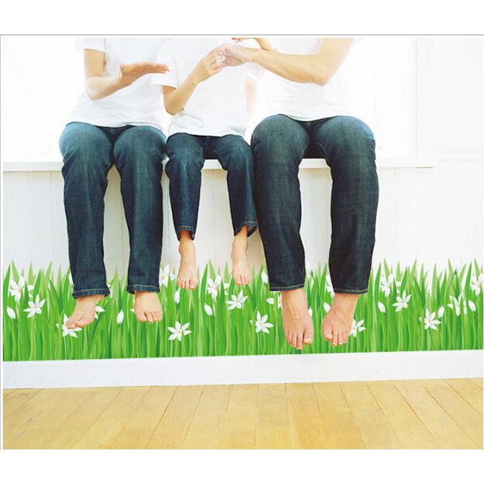 Decal trang trí chân Cỏ Hoa Sao trắng