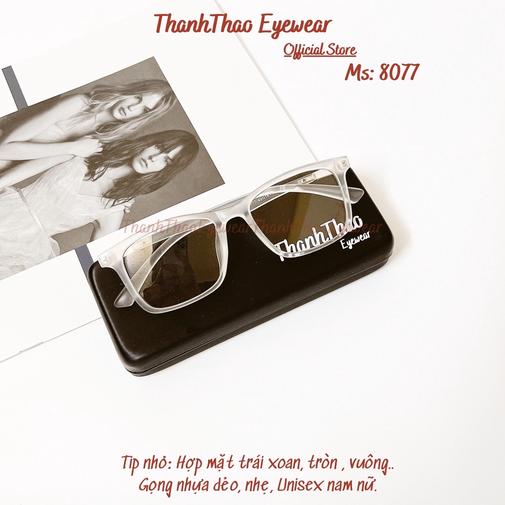 Gọng Kính Cận Nam, Kính Mắt THANHTHAO EYEWEAR Nhựa Dẻo Mắt Vuông Cơ Bản V8077