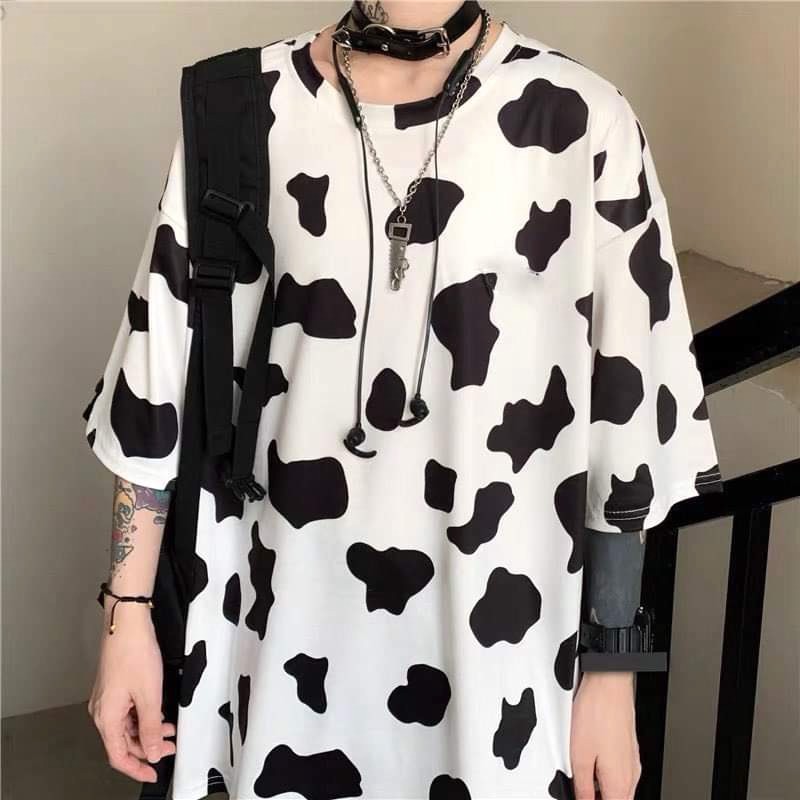 Áo phông trơn bò sữa unisex - Thun dáng rộng bigsize form giấu quần họa tiết loang màu nam nữ Ulzzang HOT