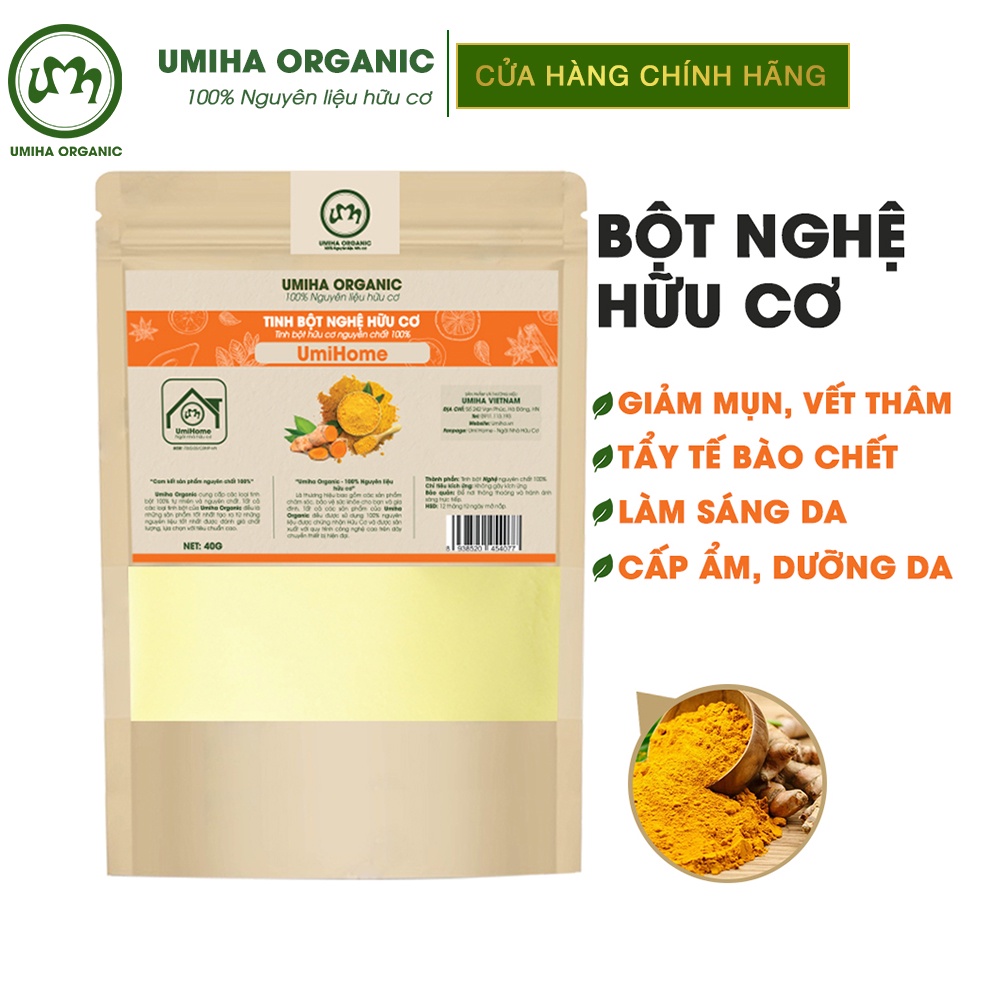 Tinh bột Nghệ đắp mặt nạ hữu cơ UMIHA nguyên chất 40G | Turmeric Powder 100% Organic