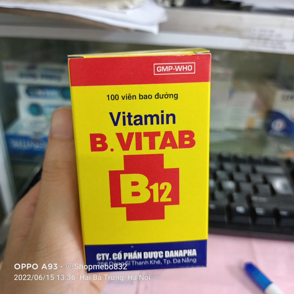 VITAMIN B.VITAB B12 Lọ 100 viên Bao Đường