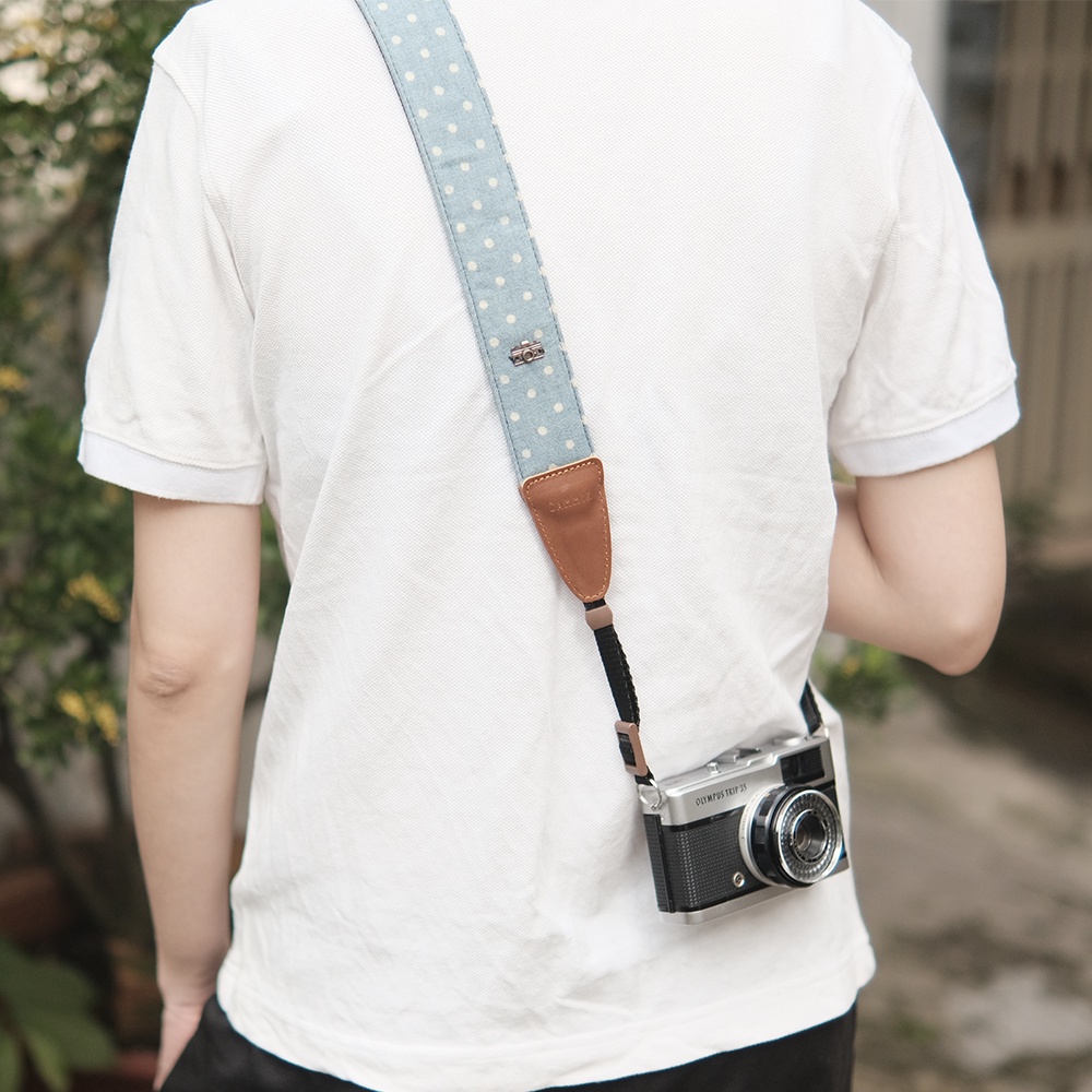 Dây đeo máy ảnh dành cho máy Fuji, Canon, Nikon, Sony - Camera Strap chấm bi - Dây deo máy ảnh Made by Cammix