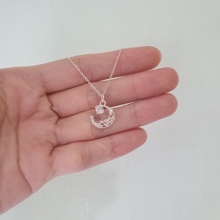 Dây chuyền bạc nữ hình mặt trăng đính đá
