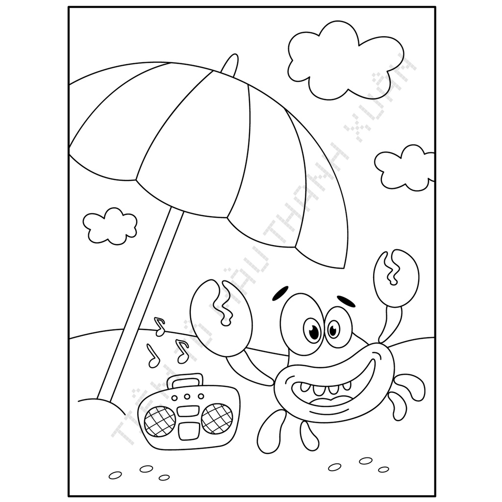 Set 20 Tờ Tranh Tô Màu Hình Cua Dễ Thương Cho Bé Size A5 Màu Sáp, Màu Chì - Tiệm Tô Màu Thanh Xuân