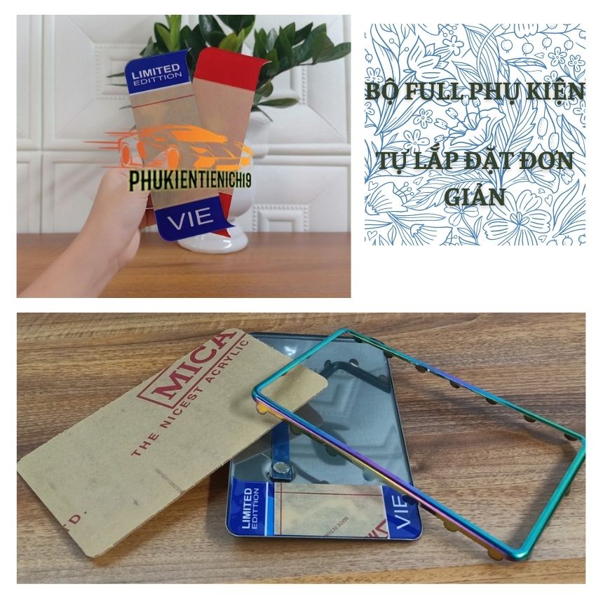 Khung Biển Số Xe Máy Titan Xe máy Đủ Bộ Mica Pat Biển Số Logo Tự Lắp Đặt Cho Xe Máy Biển 4 Và 5 Số