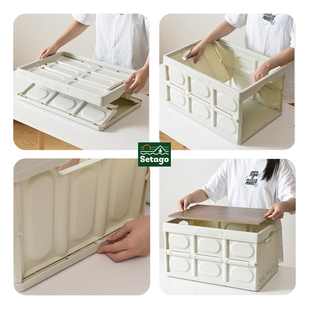 THÙNG GẤP GỌN dã ngoại, cắm trại NẮP GỖ #5 TRONG #1-vừa trang trí vừa là phụ kiện du lịch không thể thiếu