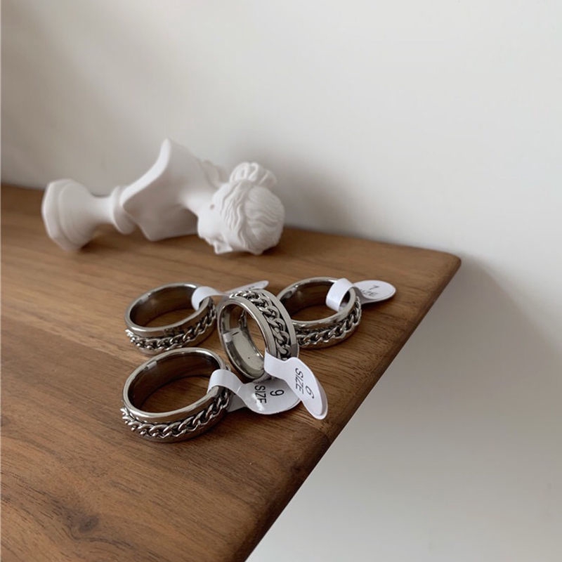 Nhẫn bảy lớp kiểu xích có thể xoay vòng thời trang