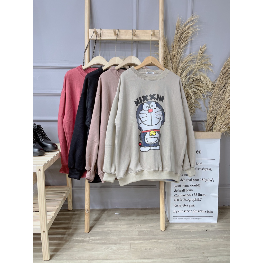 [ảnh thật-sẵn] Áo nỉ hình doorooreremon chữ Nixxin