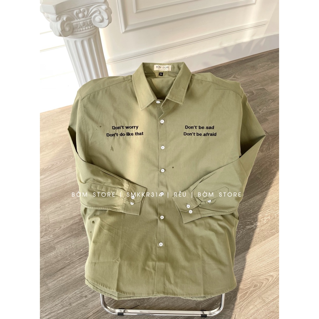 Áo Sơ Mi Nam Chất Kaki Thêu Don'T Worry BEACON DENIM Form Rộng Thời Trang Nam SMKKR314