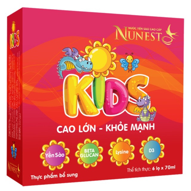 Nước yến Nunest kids cho trẻ em lốc 6 lọ x 70ml (Date 2022)