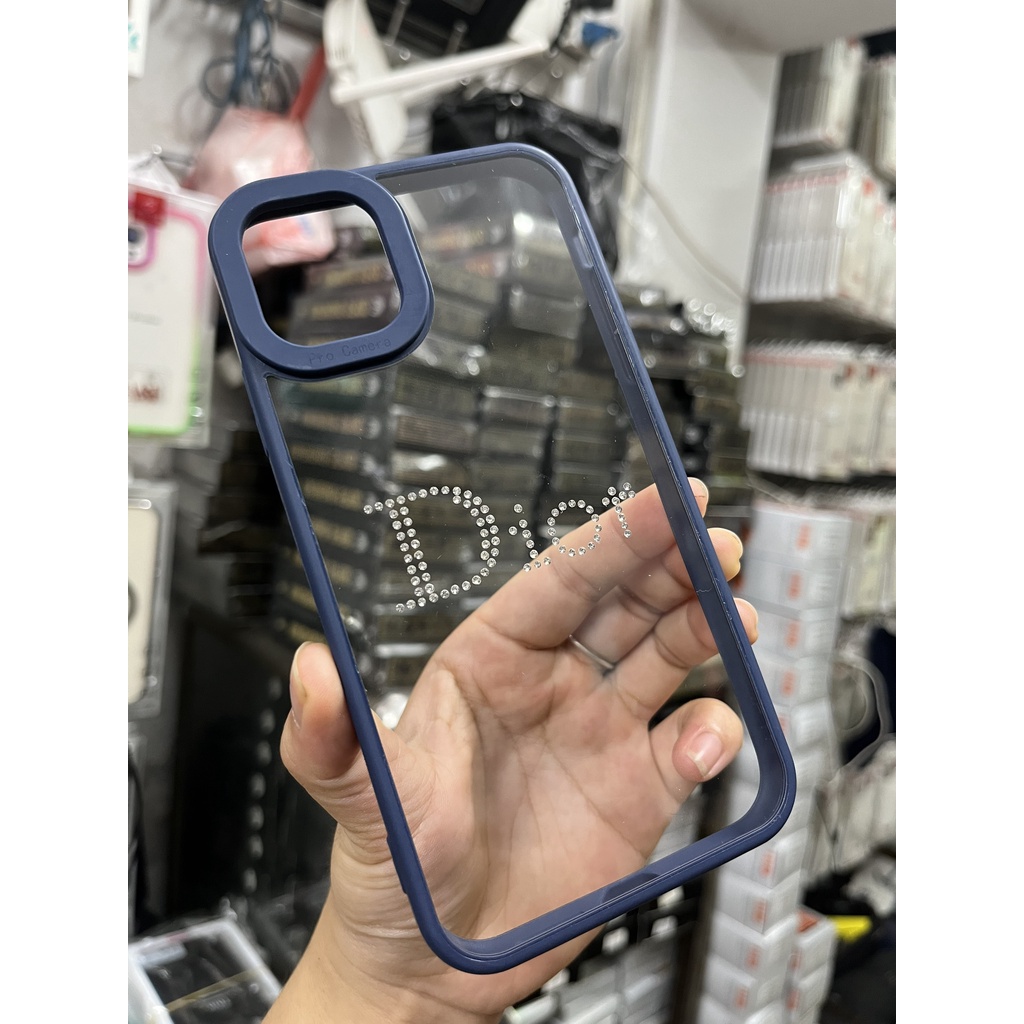 Ốp lưng VIỀN VUÔNG trong gắn đá họa tiết viền màu siêu đẹp iPhone X XS 11 12 13 PRO MAX camera gờ cao