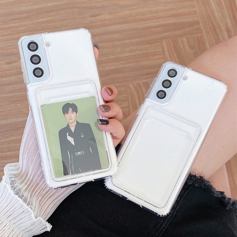 Ốp Điện Thoại Silicone Mềm Chống Sốc Có Ngăn Đựng Thẻ Cho Samsung Galaxy S22 S10 S20 S21 Plus Ultra Note 10 20 Plus Ultra A13 A23 A33 A53 A73 5G A03 A42 A72 A12 A31 A51 A71 A22 A21S A52S A20 A30 A50 A30S A50S A02 5G