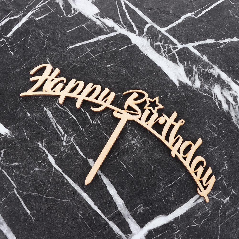 Conopery Que Gỗ Cắm Bánh Kem Chữ happy birthday